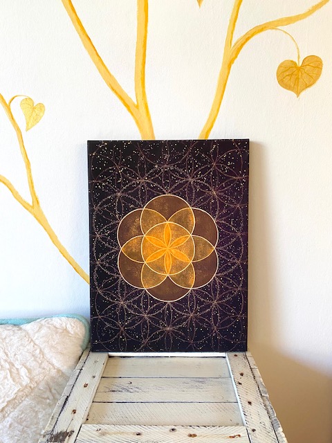 Seed of Life canvas print, sacred geometry artwork by Mystic Revelation